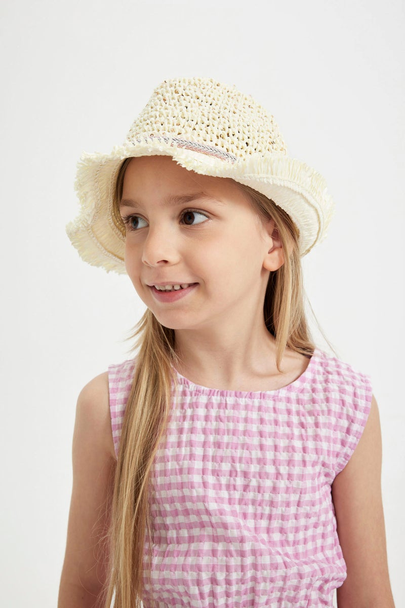DeFacto Beige Girl Girl Straw Hat Casual - Image 5